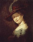 Rembrandt van rijn portratt av den unga saskia Sweden oil painting artist